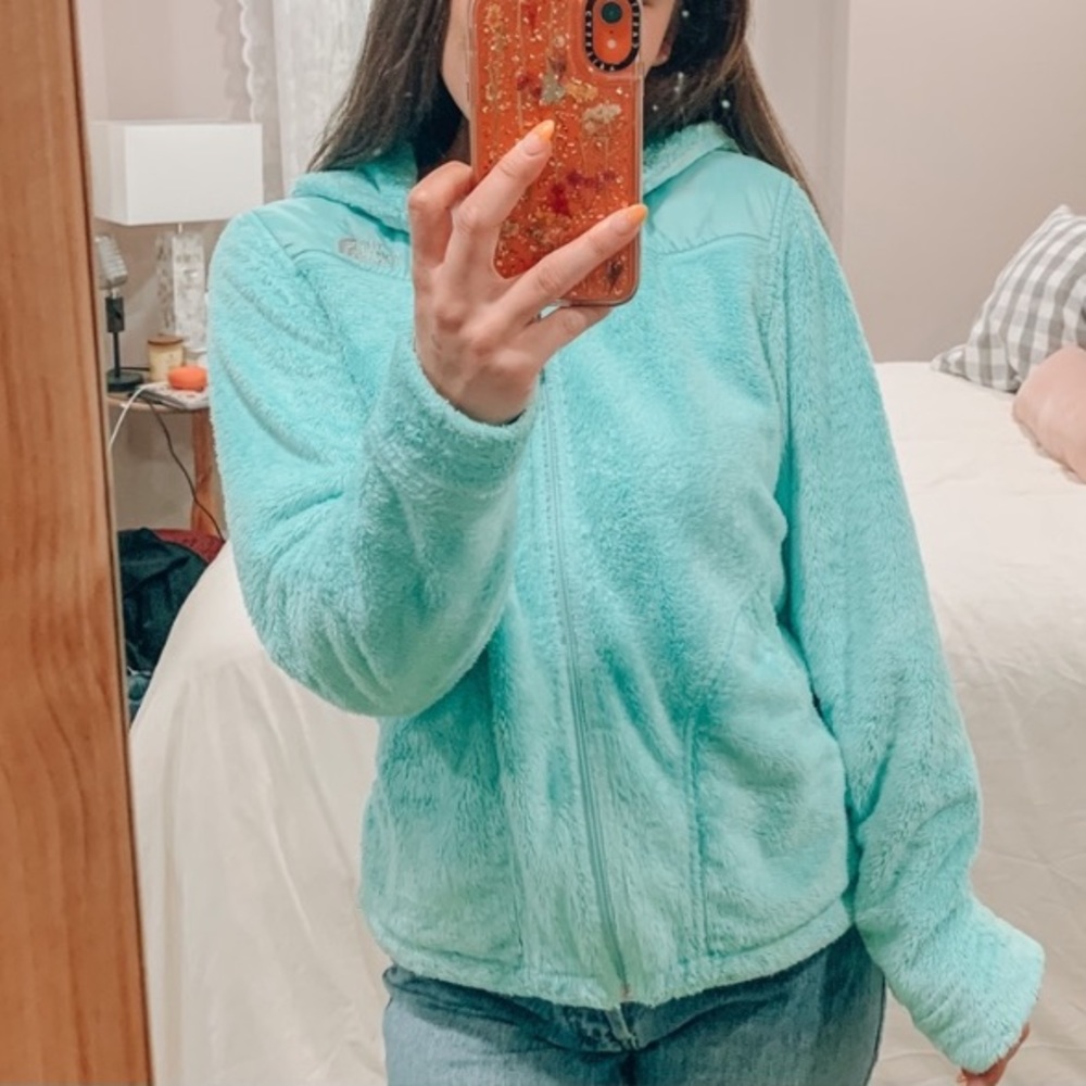 Mint North Face Furry Fleece Zip Up